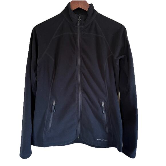 Eddie Bauer Women’s Black First Ascent Fleece Stretch Full Zip Jacket Size Med - Picture 1 of 11